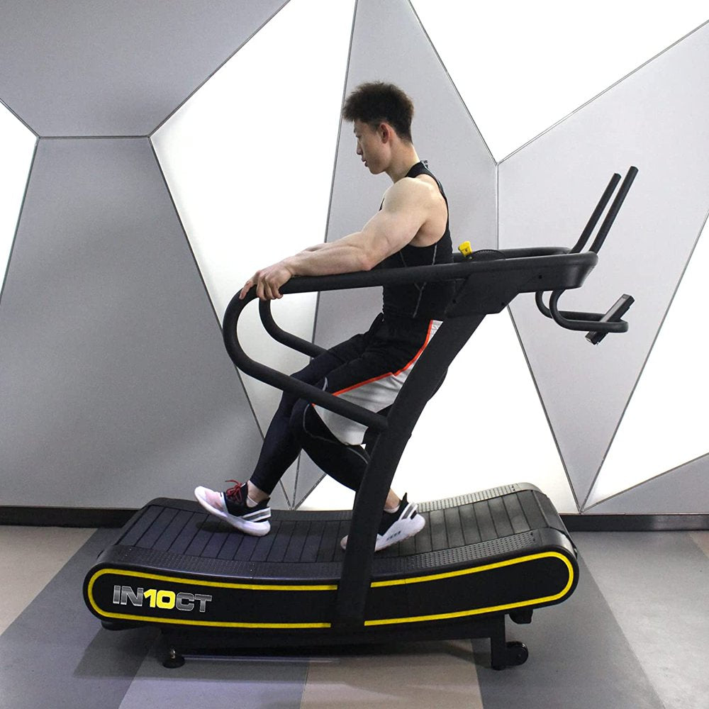 Intensity Runner Manual Curved Wide Exercise Treadmill, 10 Levels of Magnetic Resistance, Walking Jogging Machine for Home and Office Use