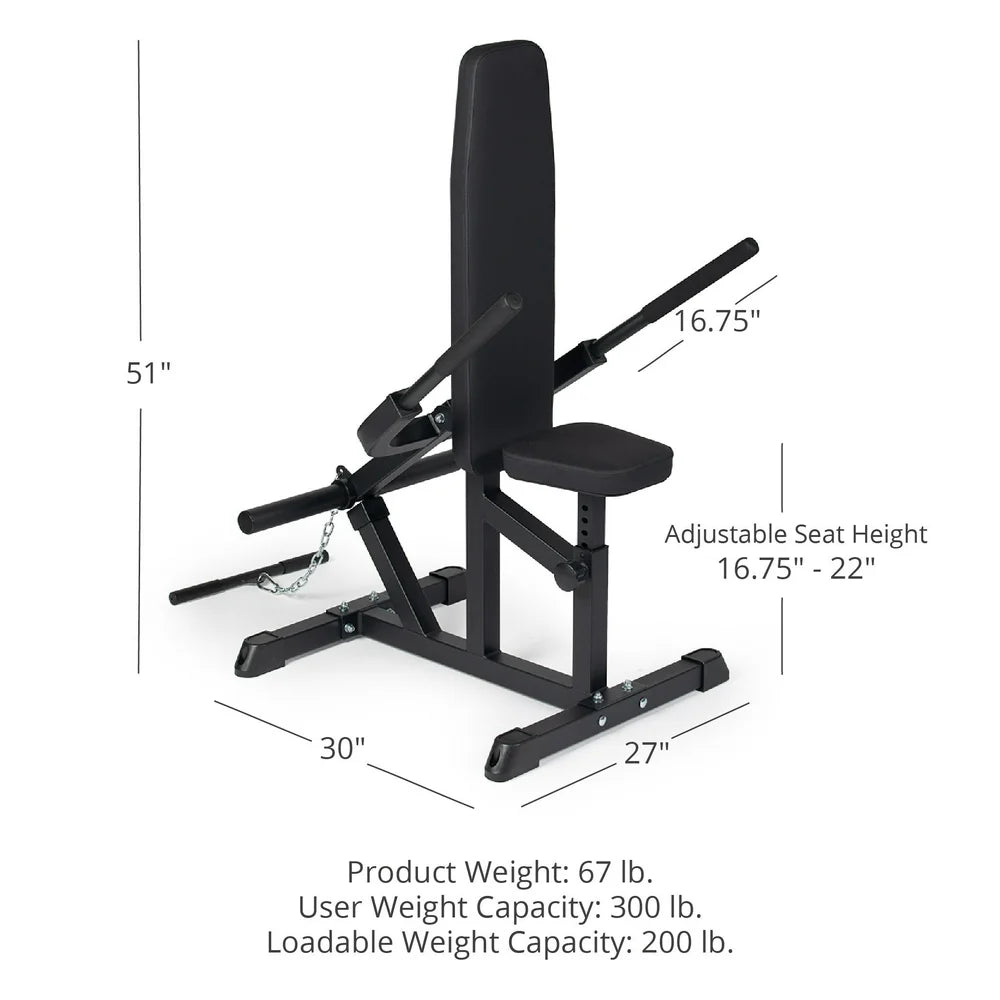 Plate Loaded Seated Dip Machine, Rated 200 LB, Tricep/Bicep Press down Machine, Upper Body Push Workout