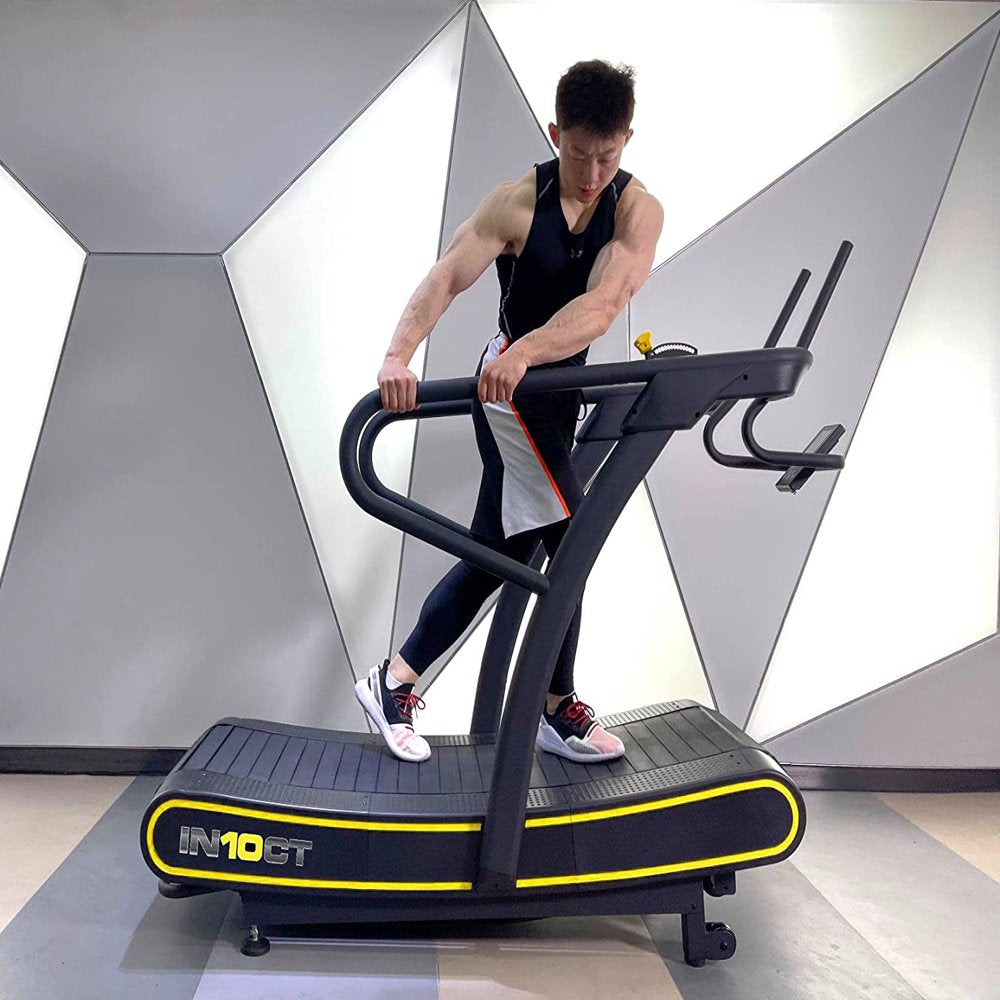 Intensity Runner Manual Curved Wide Exercise Treadmill, 10 Levels of Magnetic Resistance, Walking Jogging Machine for Home and Office Use