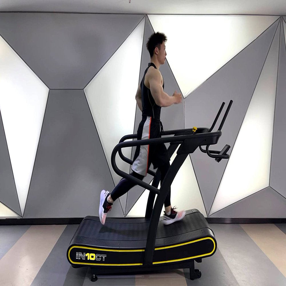 Intensity Runner Manual Curved Wide Exercise Treadmill, 10 Levels of Magnetic Resistance, Walking Jogging Machine for Home and Office Use