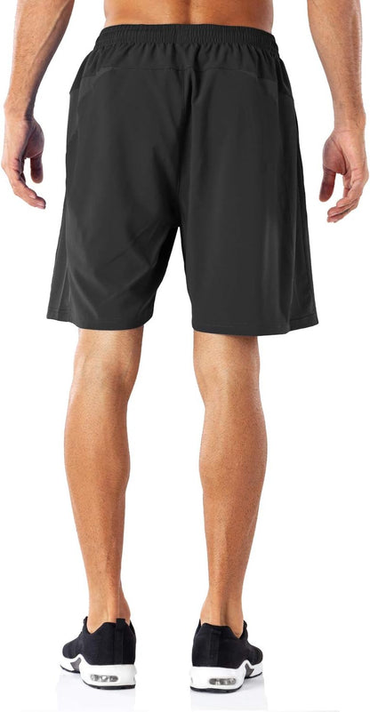 Men'S Casual Sports Quick Dry Workout Running or Gym Training Short with Zipper Pockets