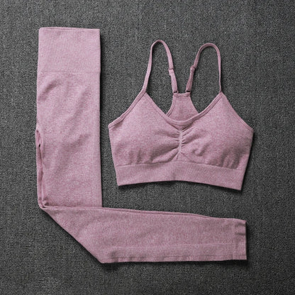 2Pcs Women Sport Suit Gym Set Sexy Bra Seamless Shorts Workout Running Clothing Gym Wear Athletic Yoga Set