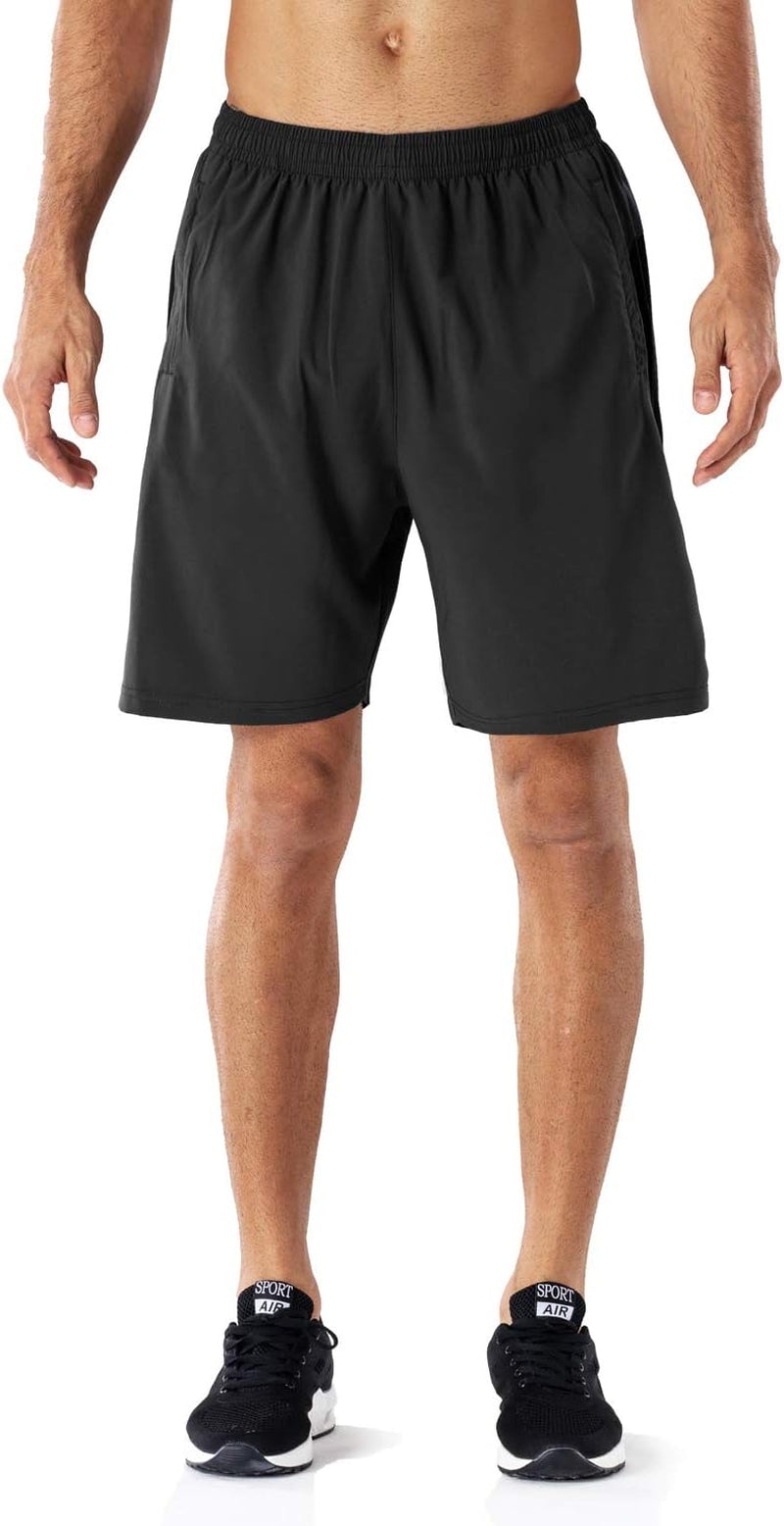 Men'S Casual Sports Quick Dry Workout Running or Gym Training Short with Zipper Pockets