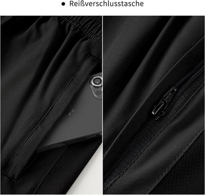 Men'S Casual Sports Quick Dry Workout Running or Gym Training Short with Zipper Pockets