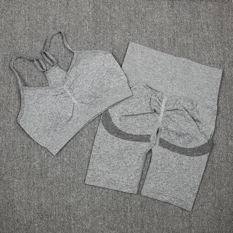 2Pcs Women Sport Suit Gym Set Sexy Bra Seamless Shorts Workout Running Clothing Gym Wear Athletic Yoga Set