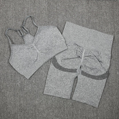2Pcs Women Sport Suit Gym Set Sexy Bra Seamless Shorts Workout Running Clothing Gym Wear Athletic Yoga Set