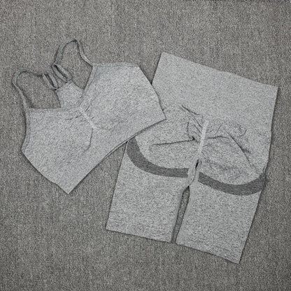 2Pcs Women Sport Suit Gym Set Sexy Bra Seamless Shorts Workout Running Clothing Gym Wear Athletic Yoga Set