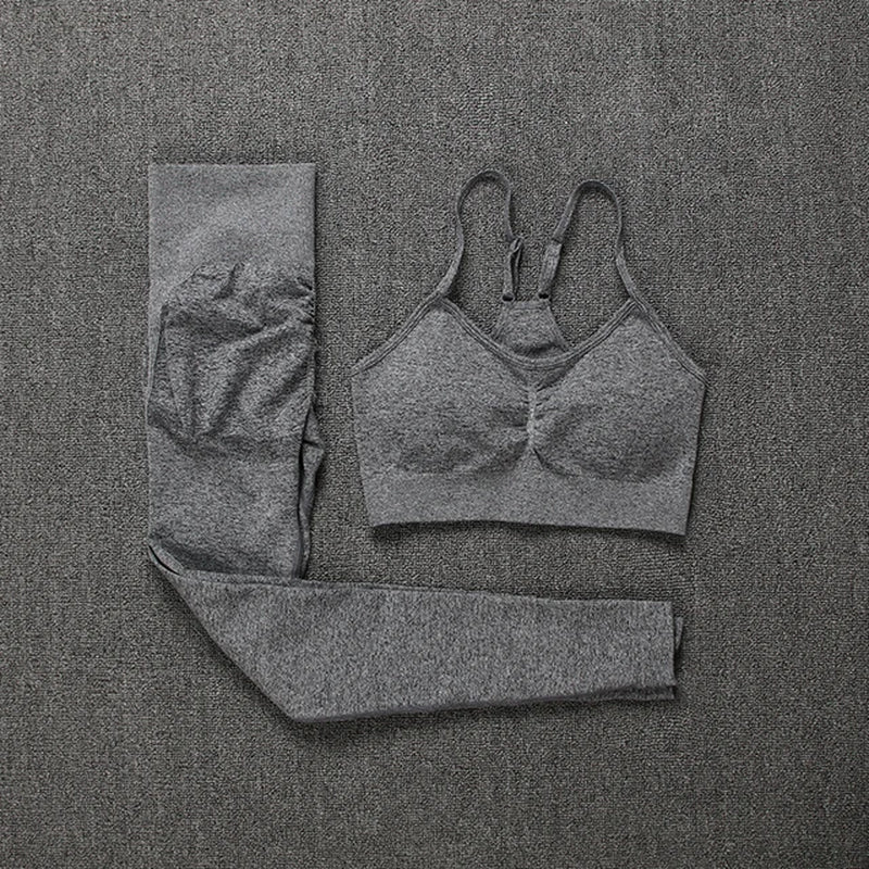 2Pcs Women Sport Suit Gym Set Sexy Bra Seamless Shorts Workout Running Clothing Gym Wear Athletic Yoga Set