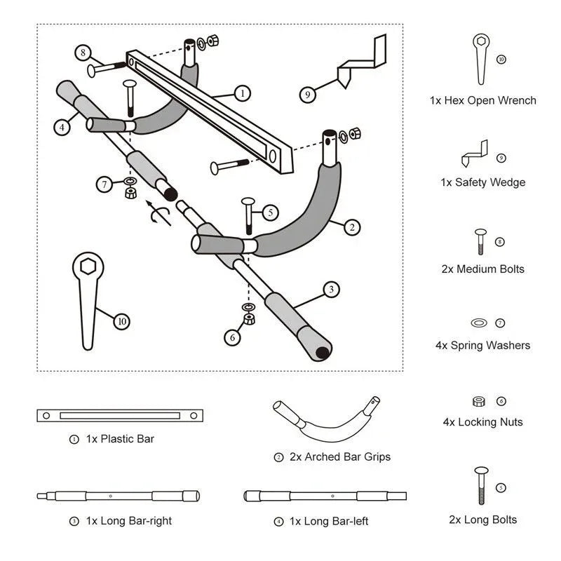 Adjustable Indoor Fitness Door Frame Multi-Functional Doorway Pull up Bar Wall Chin up Bar Horizontal Bar Home Fitness Equipment