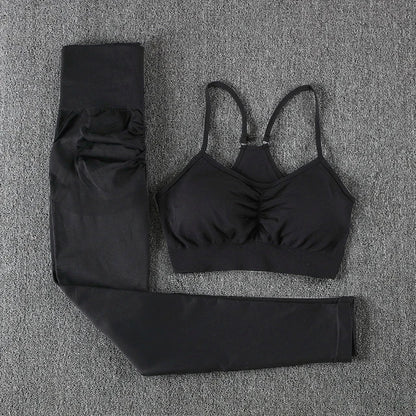 2Pcs Women Sport Suit Gym Set Sexy Bra Seamless Shorts Workout Running Clothing Gym Wear Athletic Yoga Set
