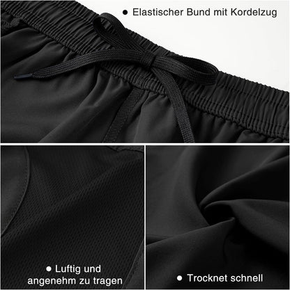 Men'S Casual Sports Quick Dry Workout Running or Gym Training Short with Zipper Pockets
